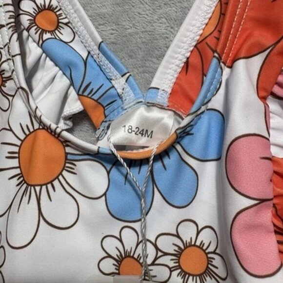 NWT Younger Tree Girl's 18-24 Month One-Piece Swimsuit Ruffles Floral Print - Picture 5 of 6